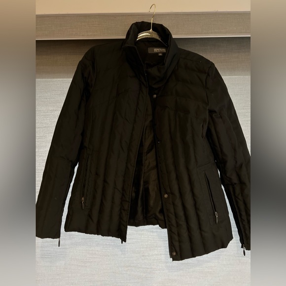 Kenneth Cole Reaction Down Puffer Jacket Black Quilted Coat Womens Size medium - Picture 2 of 4